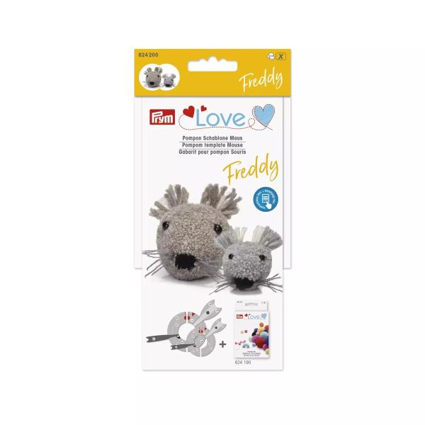 Pompon Schablone Maus Freddy